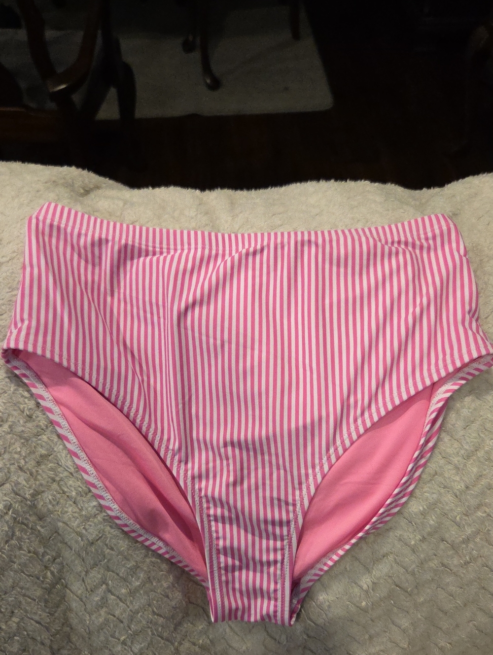 Pink Striped Women’s Swim Bathing Bottoms High-Waist Sz L ✨️5/$30
